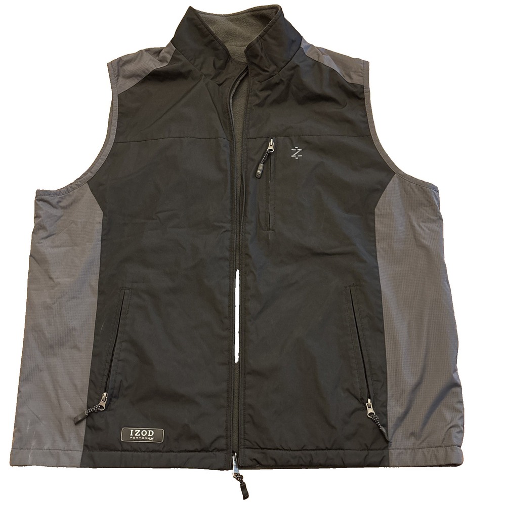 Izod PerformX Reversible Full Zip Vest Men's Classic Black Gray Golf Xl